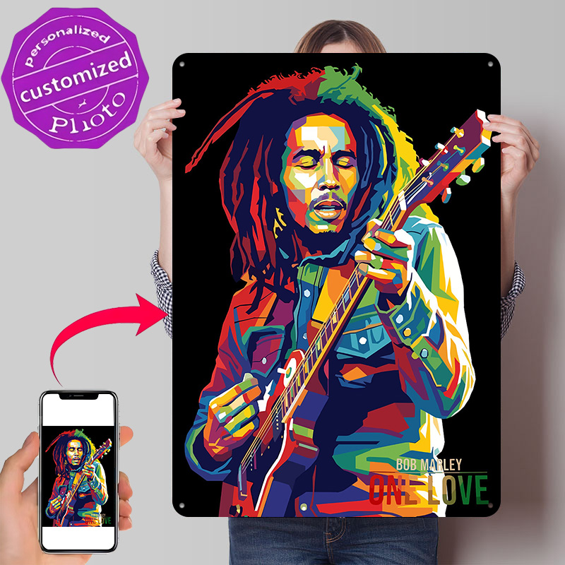 3D Printing Guitar - Placa de Metal Vintage Personalizada com