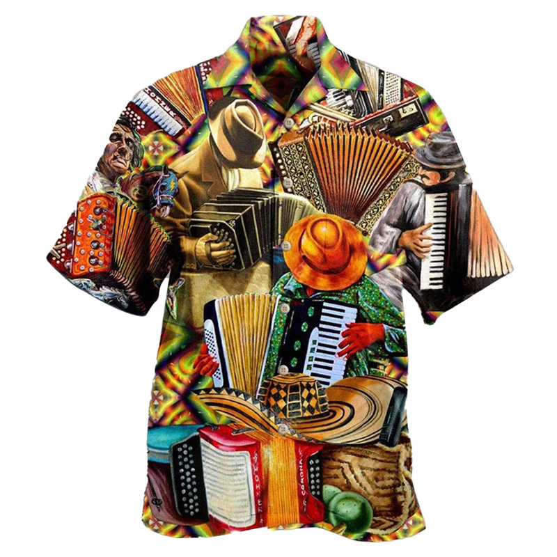 3D Printing Guitar - Camisa havaiana de guitarra masculina, instrumento