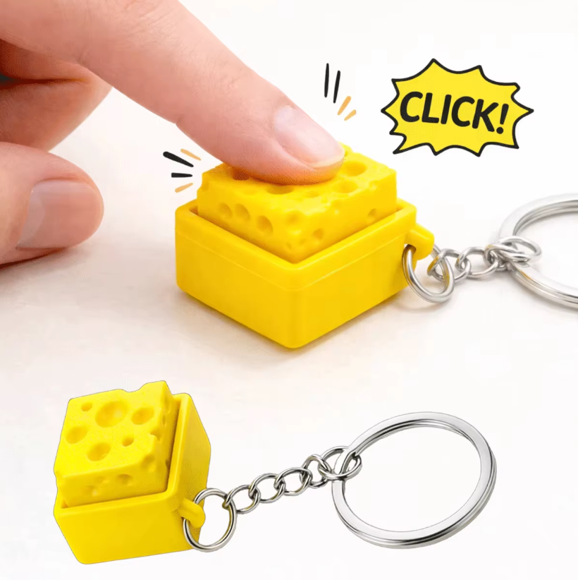 3D Printing Fidget Toys - Chaveiro Clicker de Teclado Mini Queijo