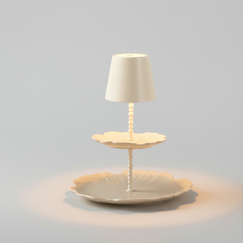 3D Printing Lamp - Painel lat candeeiro de mesa creme