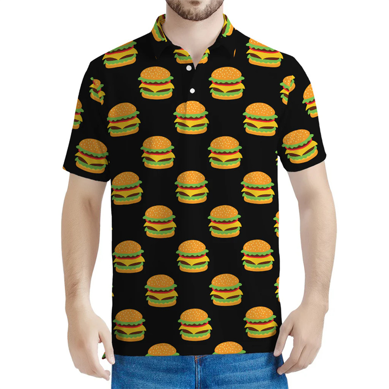 3D Printing Food - Polo gráfico Hamburger masculino e infantil,
