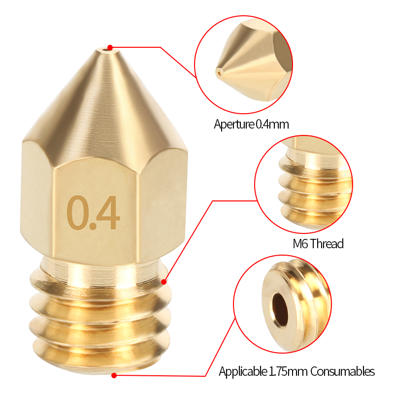 Bico de latão mk8, 0.2/0.3/0.3 - 3D Printer Nozzle Brass avaliação e preço