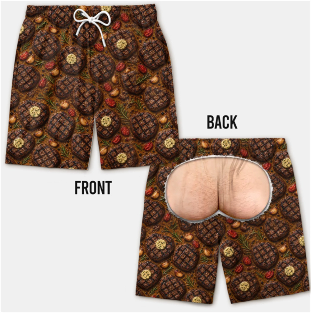 Shorts de Praia Masculinos com - 3D Printing Food avaliação e preço