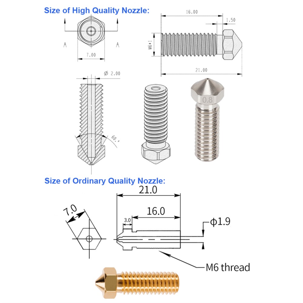 Bico vulcão de alta qualidade, - 3D Printer Nozzle Brass avaliação e preço