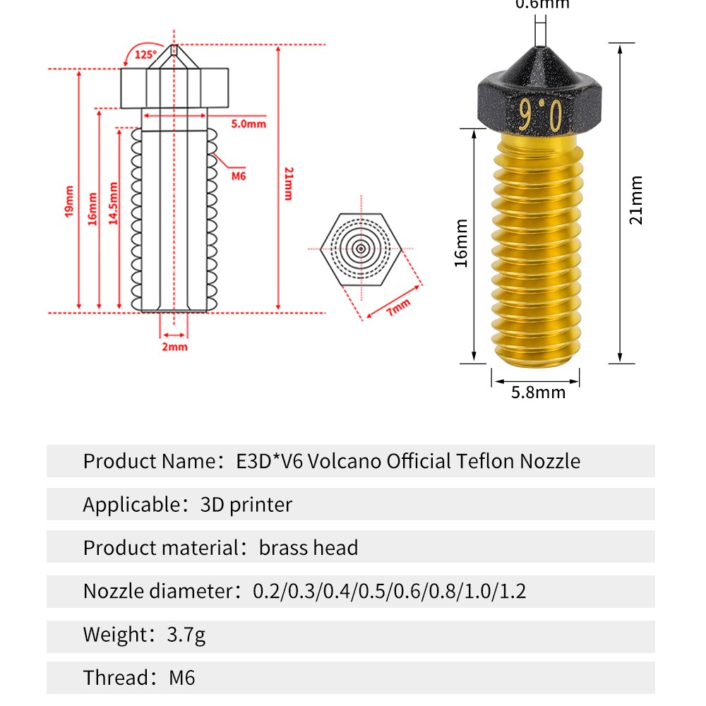 Bico vulcão de alta qualidade, - 3D Printer Nozzle Brass avaliação e preço