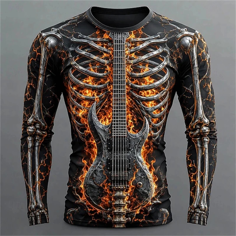 Nova Camiseta Masculina de Man - 3D Printing Guitar avaliação e preço